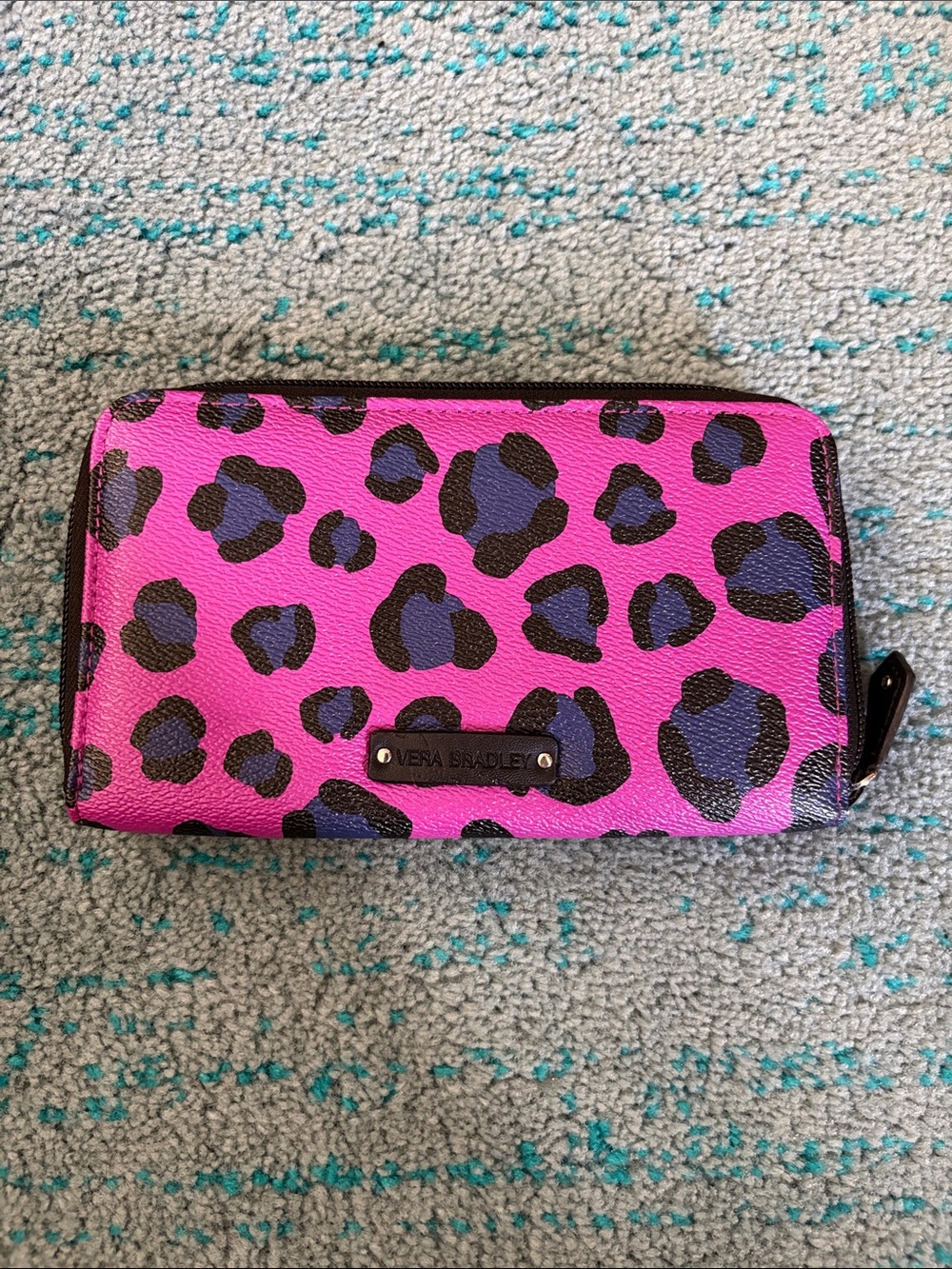 Vera Bradley Purple Cheetah Print Leather Wallet